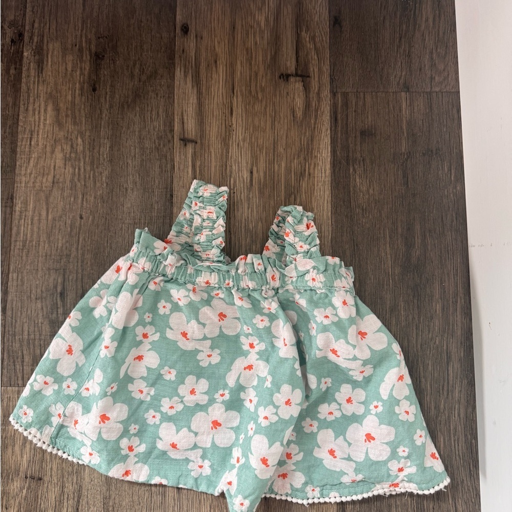 Joie Mint Green Floral Baby dress with Coral Accents